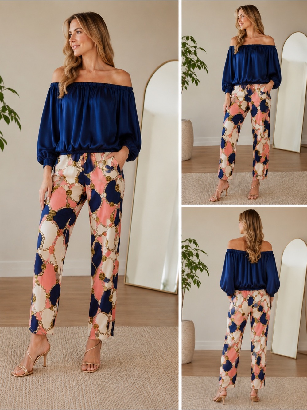 Boston Proper Chain Print Cropped Pants